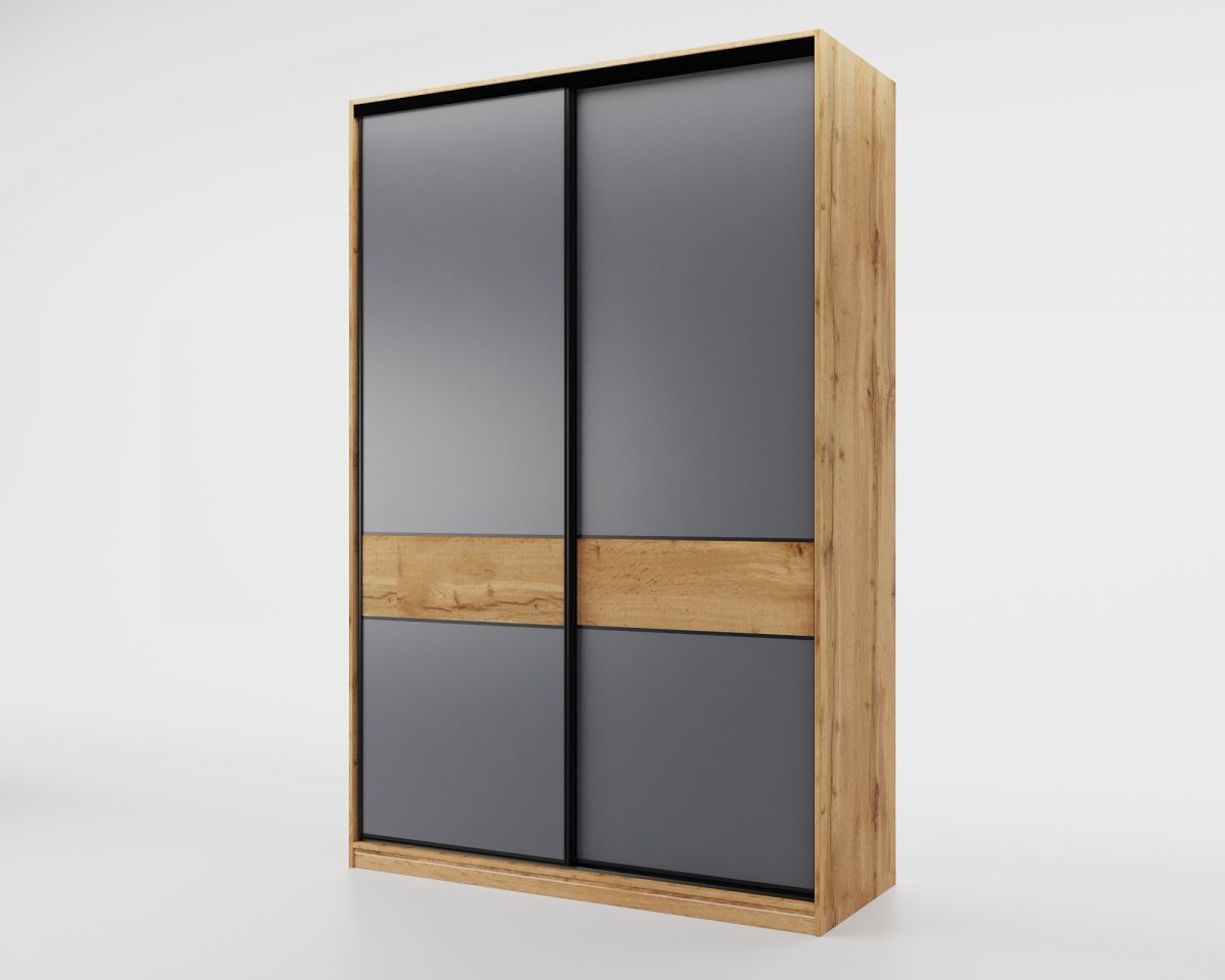 Шкаф-купе SLIM,125*60, Дуб вотан, Темно-серый