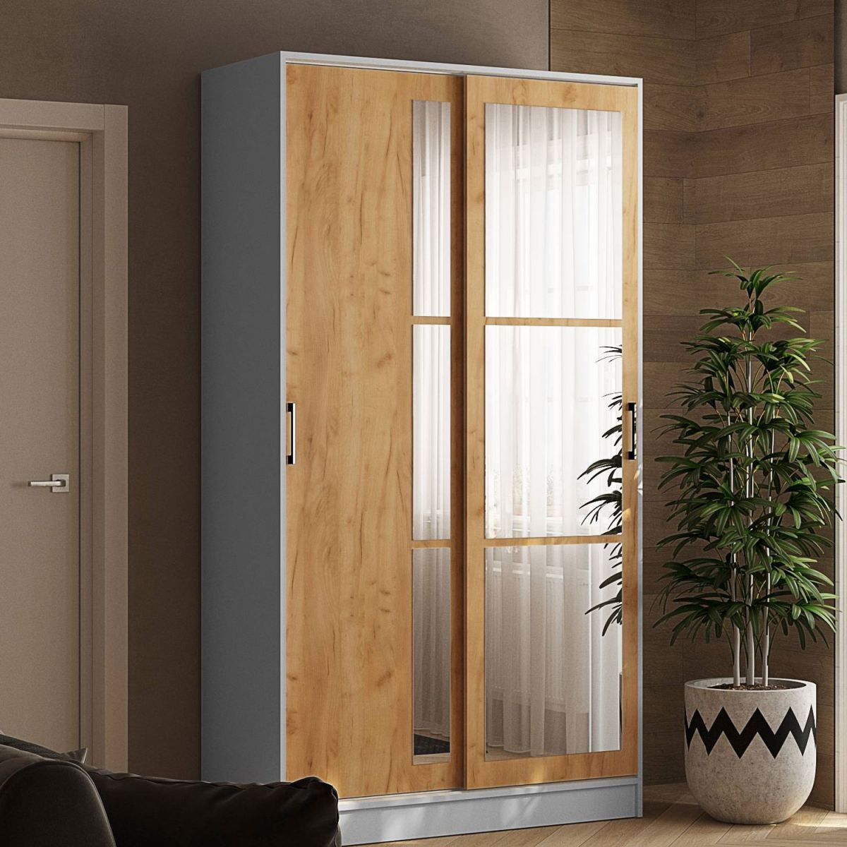 Шкаф-купе Стиль-2 1200 белый-дуб крафт золотой