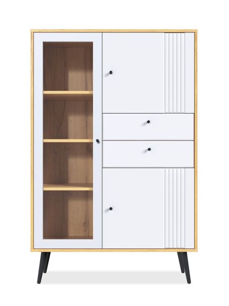 Шкаф с витриной Вега Саксония 94, белый матовый