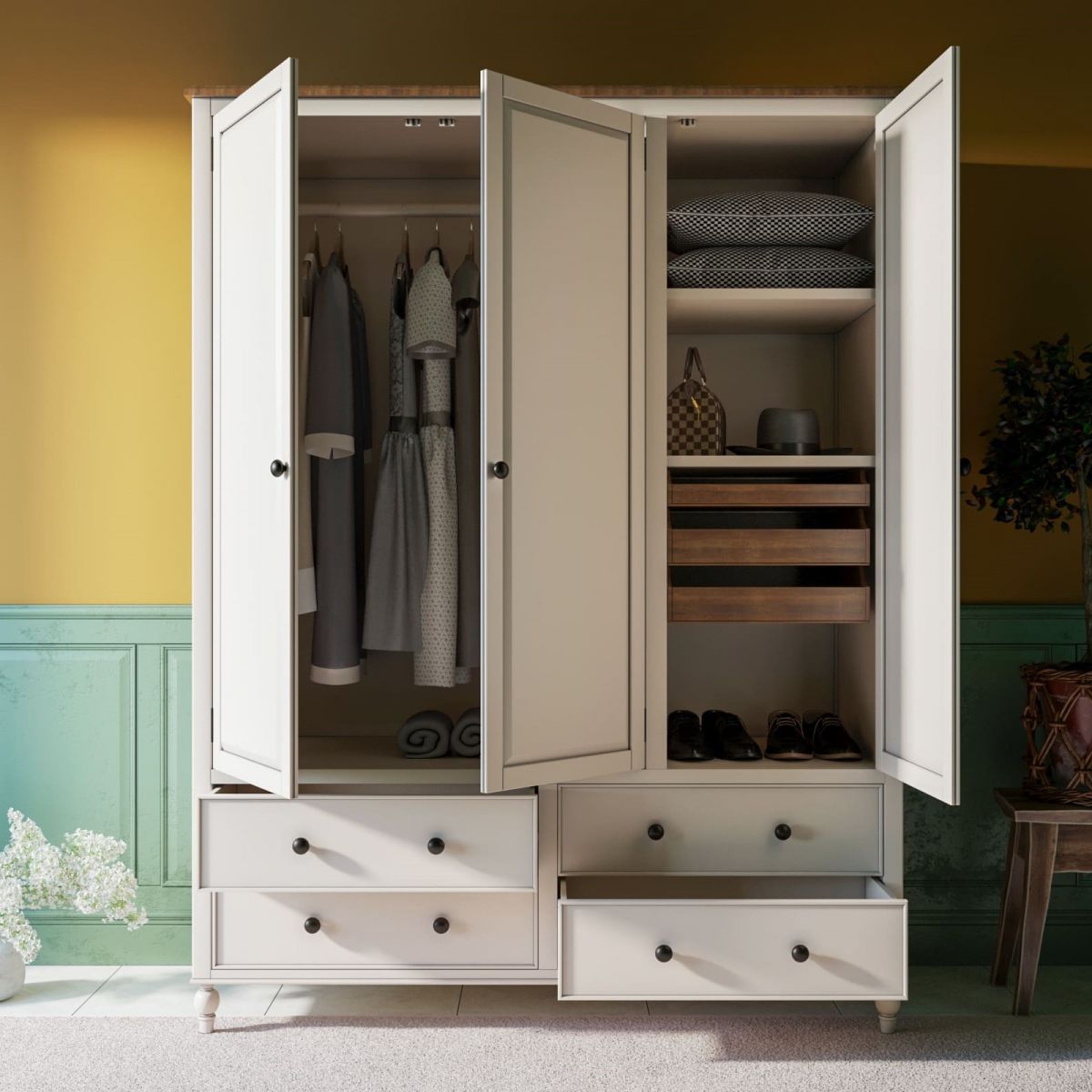 Шкаф трехстворчатый "Odri" с ящиками