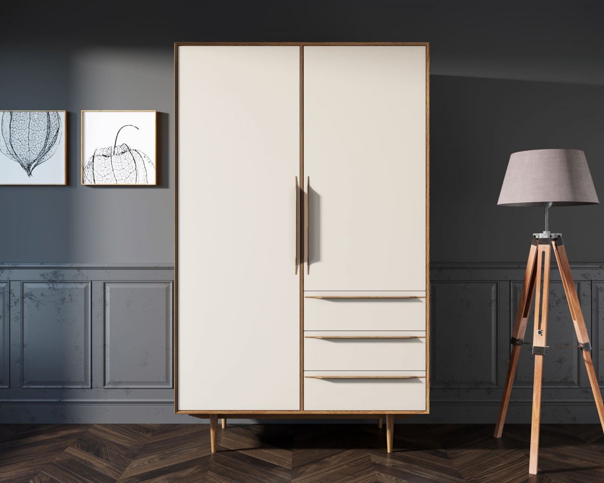 Шкаф в скандинавском стиле "Bruni white" с ящиками арт BR27WH