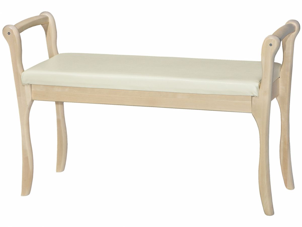 Скамья для прихожей с подлокотниками мягкая, экокожа крем, каркас лак