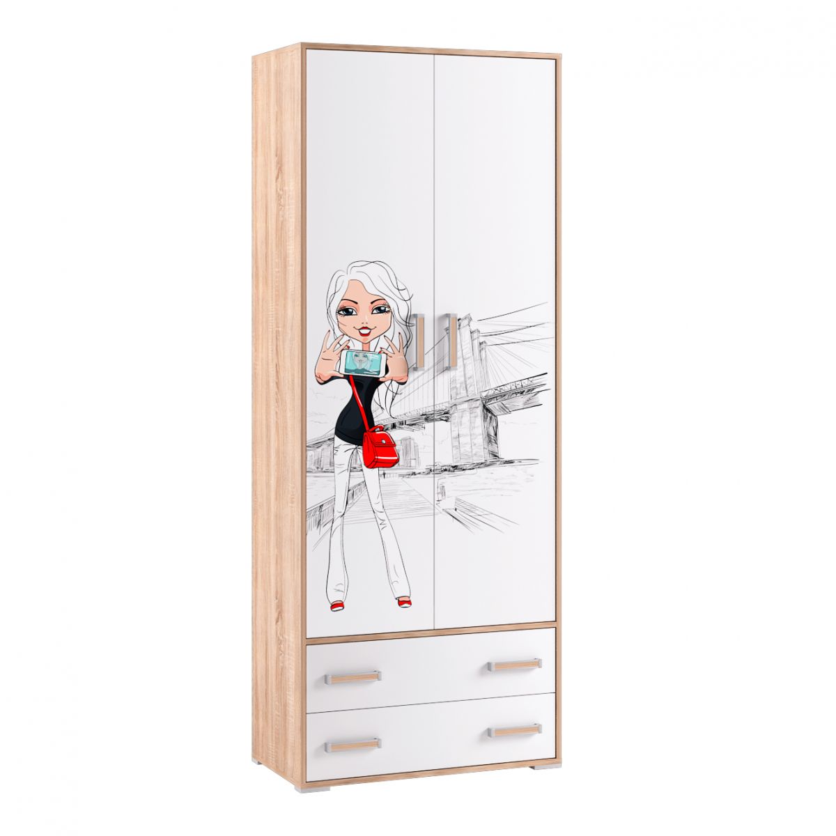 Спальня Бланка. Фасад для шкафа 2-хств. Белый с фотопечатью