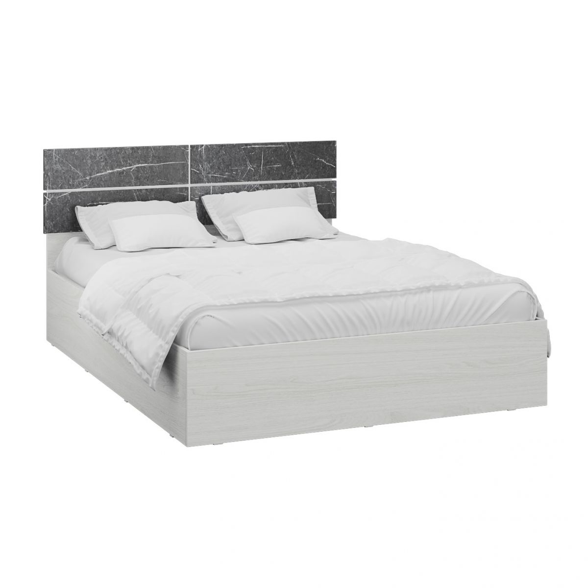 Спальня Теана корпус кровати (1,6м) ясень анкор светлый-МДФ мрамор дарк
