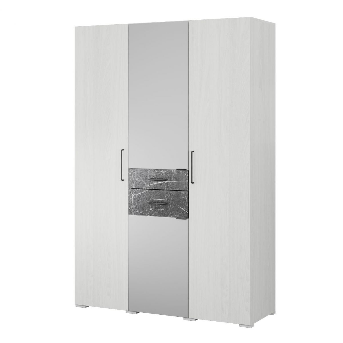 Спальня Теана шкаф 3-хств. ясень анкор светлый-МДФ мрамор дарк