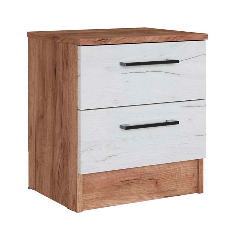 Спальня Вегас Тумба прикроватная дуб крафт табачный-дуб крафт белый