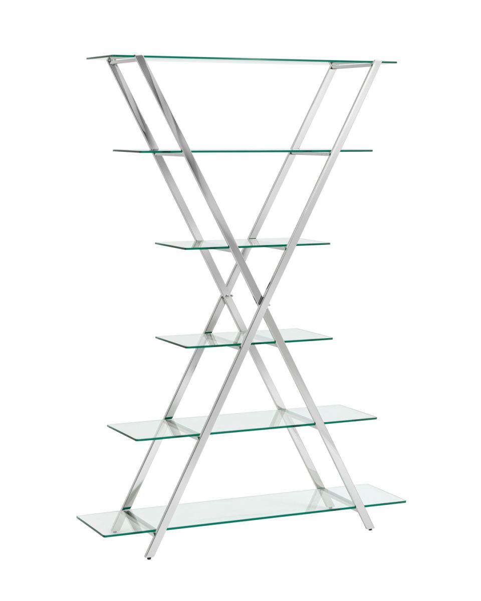 Стеллаж Гейт прозрачное стекло сталь серебро