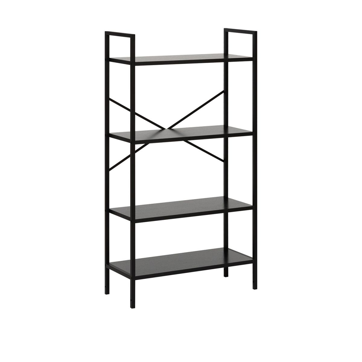 Стеллаж Leset Стилвуд 24 широкий, 4 полки, Чёрный Чёрный