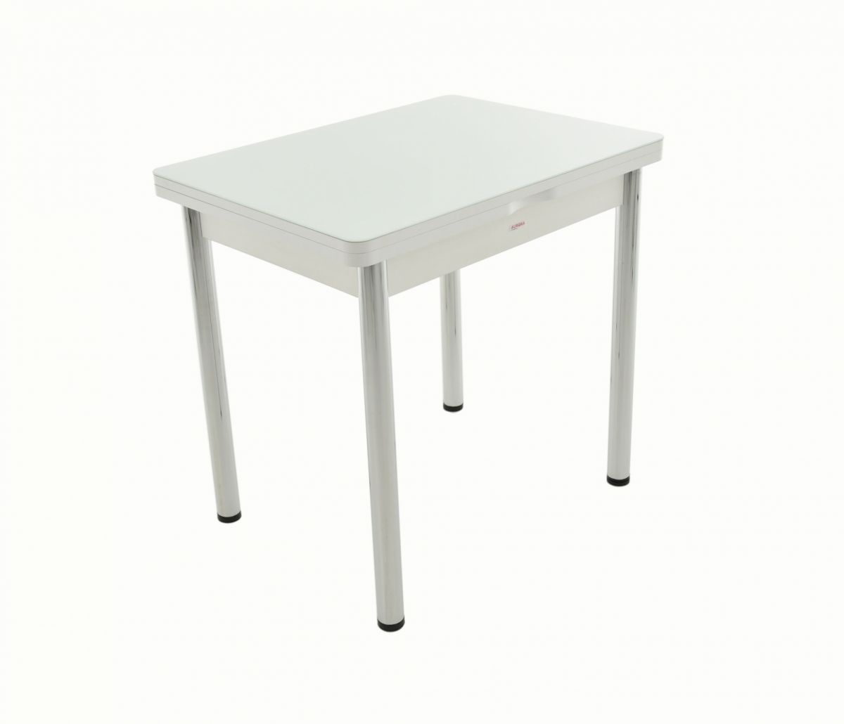 Стол Бари мини-ЛДСП, Стекло-60(120)*80*75-Белый-Белый-ножки 6
