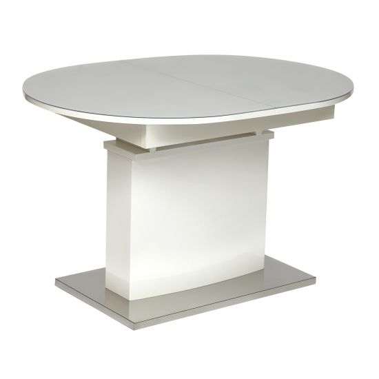 Стол COSMOS (mod.EDT-HE14) мдф high glossy, закаленное стекло, 120-160x80x76см, белый