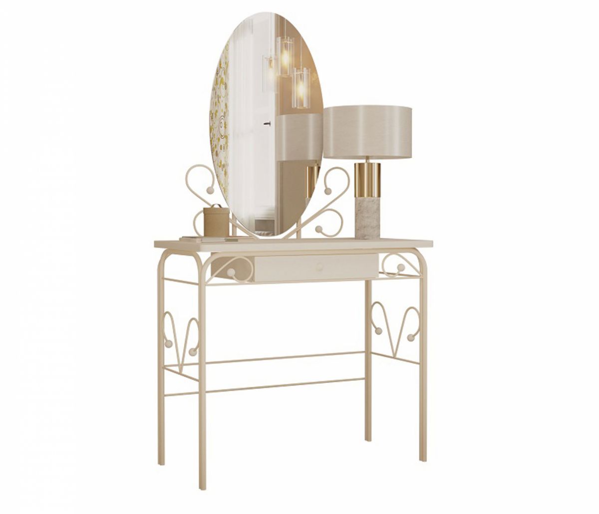 Стол дамский МК-8 с ящиком-ЛДСП-85,5*48,8*151,6-Белый-Белый-