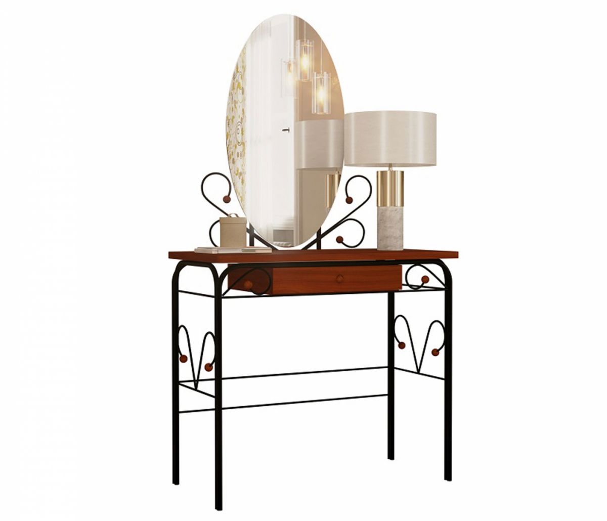 Стол дамский МК-8 с ящиком-ЛДСП-85,5*48,8*151,6-Черный-Орех-