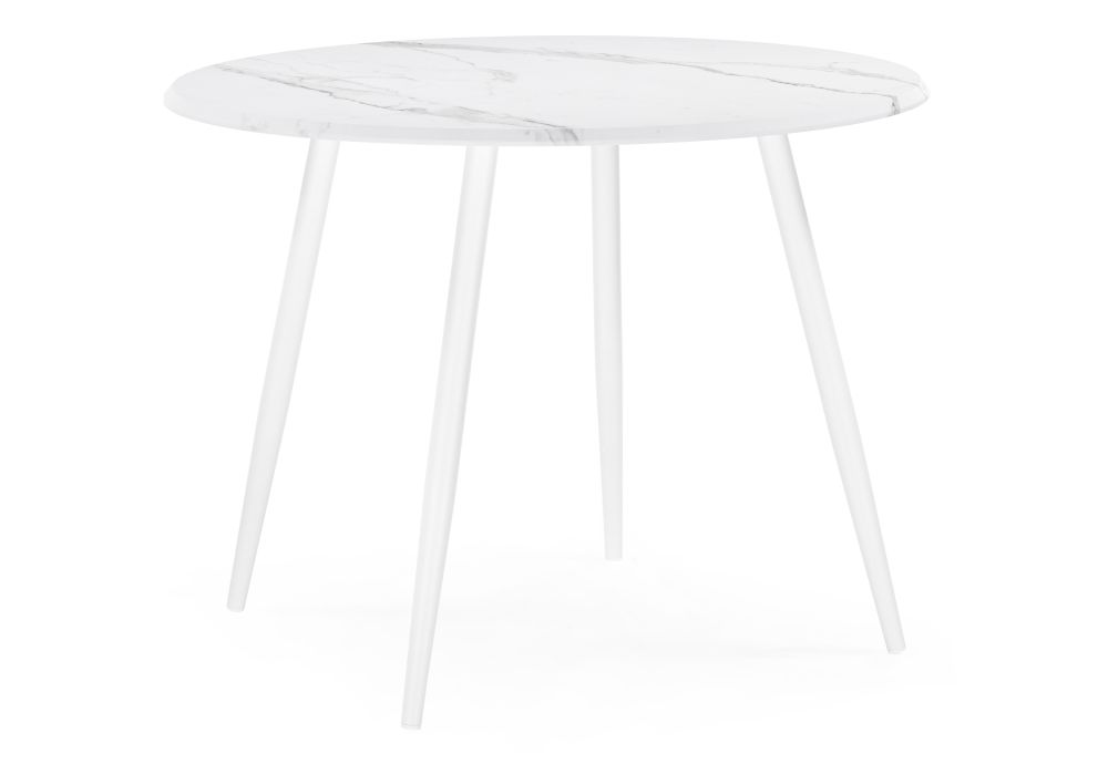 Стол деревянный Абилин 90х76 мрамор белый - белый матовый