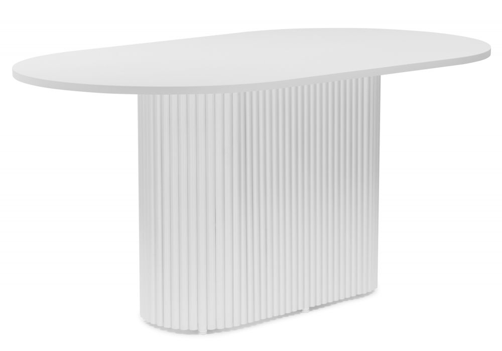 Стол деревянный Барон О 160 х 90 белая пленка шагрень - белые ноги