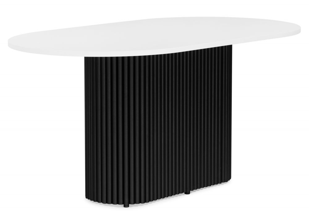 Стол деревянный Барон О 160 х 90 белая пленка шагрень - черные ноги