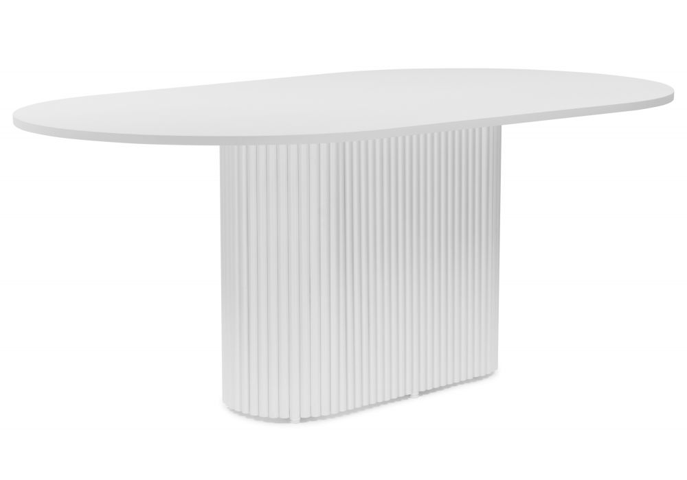 Стол деревянный Барон О 180 х 90 белая пленка шагрень - белые ноги