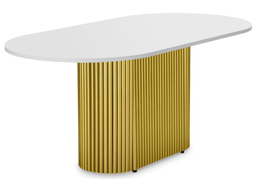 Стол деревянный Барон О 200 х 90 белая пленка шагрень - золотые ноги