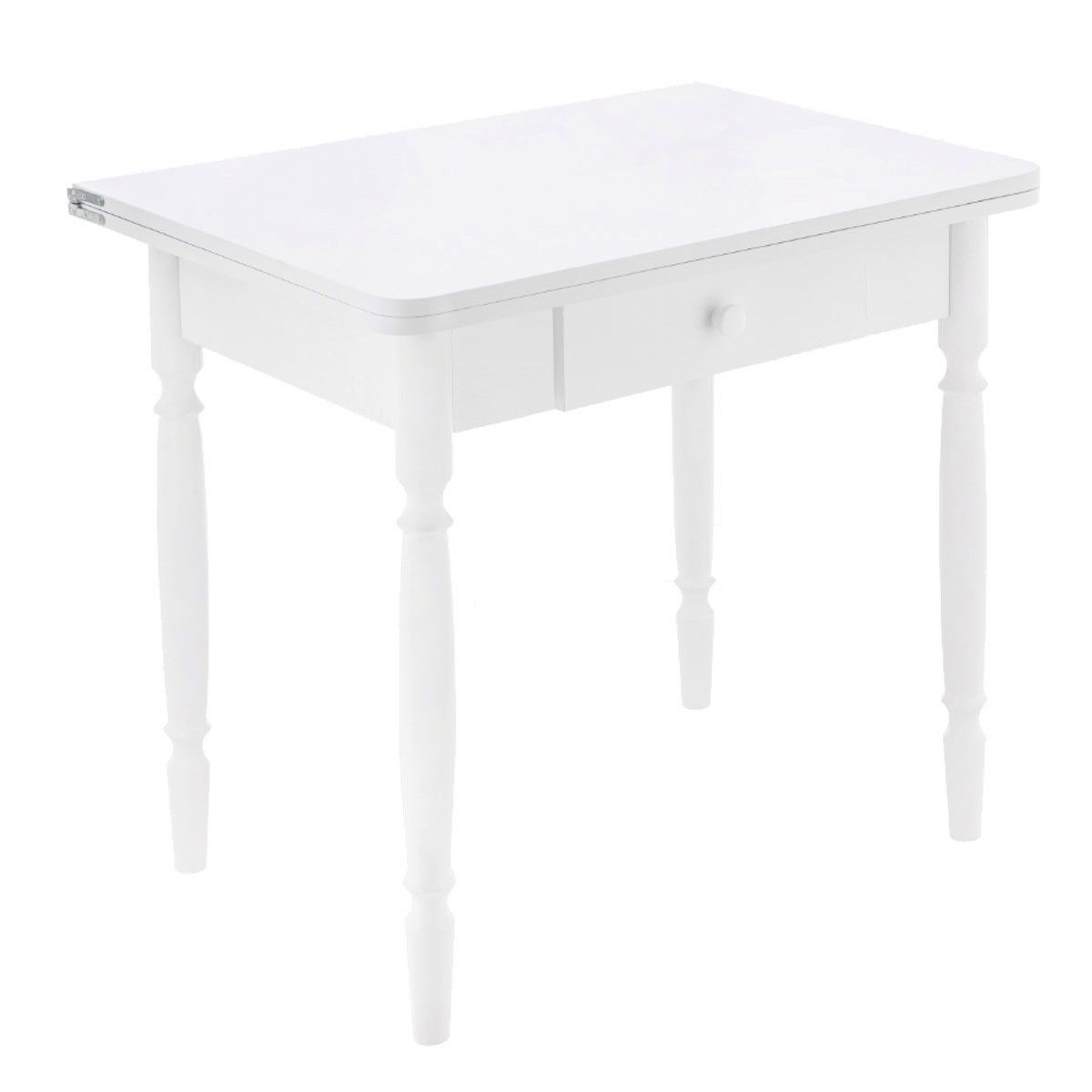 Стол деревянный Брентон с ящиком белый глянец