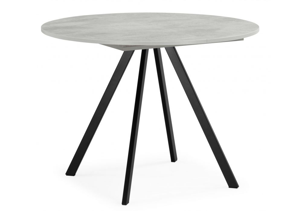 Стол деревянный Карпер 90(120) бетон метрополитан - черный матовый