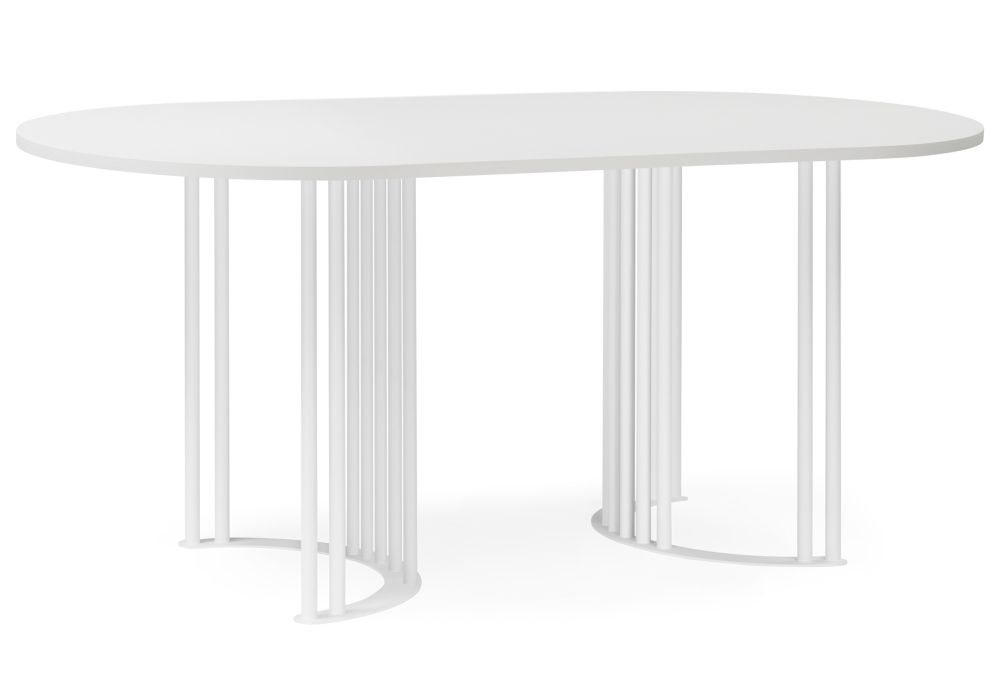 Стол деревянный Хьюго О 160 х 90 белая шагрень пленка - белые ноги