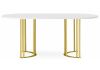 Стол деревянный Хьюго О 200 х 90 белая шагрень пленка - золотые ноги - 2