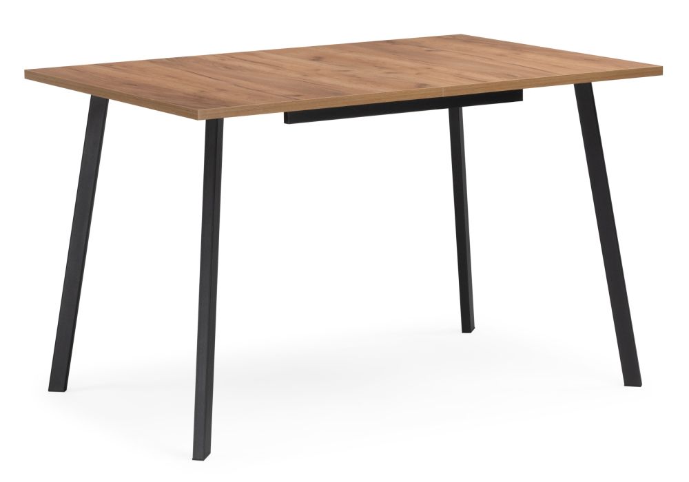 Стол деревянный Кортни 120 (160) x 80 дуб крафт золотой - черный матовый