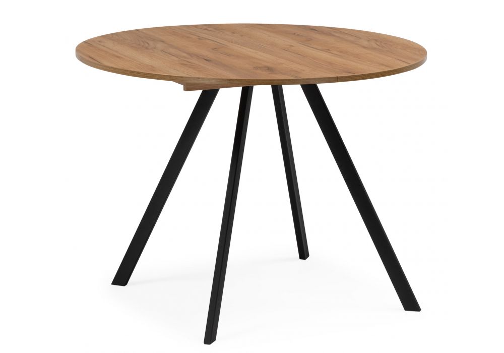 Стол деревянный Курт 90 - 130 дуб крафт золотой - черный матовый