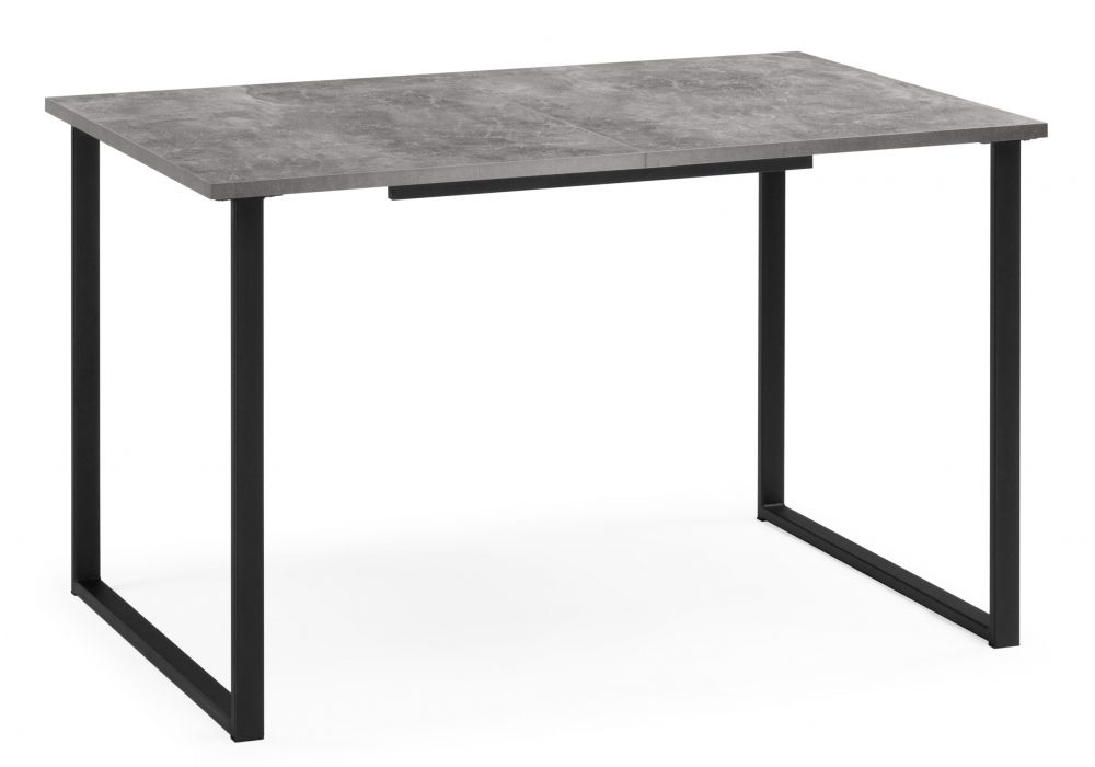 Стол деревянный Лиман 120 (160) x 80 бетон светлый - черный матовый