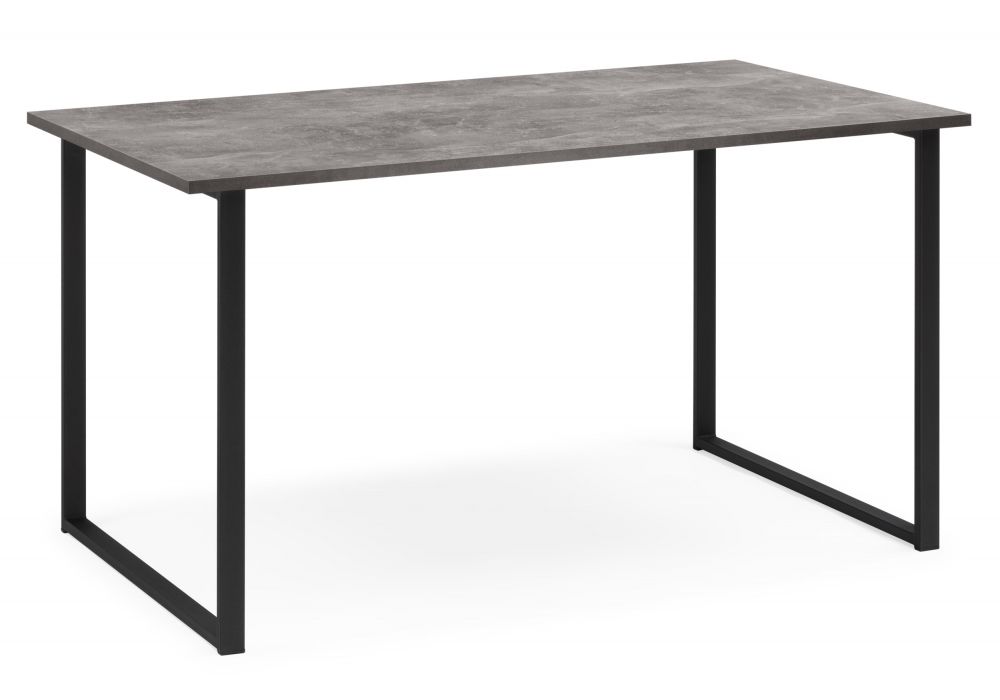 Стол деревянный Лиман 120 х 80 бетон светлый - черный матовый