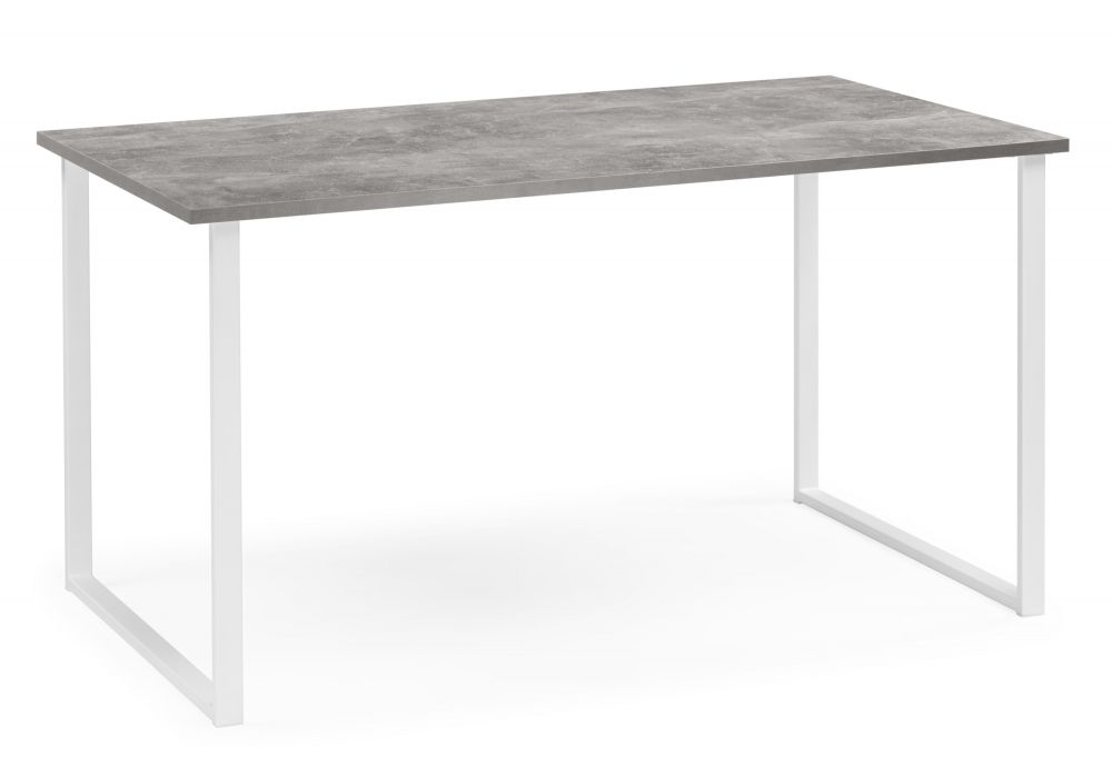 Стол деревянный Лиман 140 x 80 бетон светлый - белый матовый