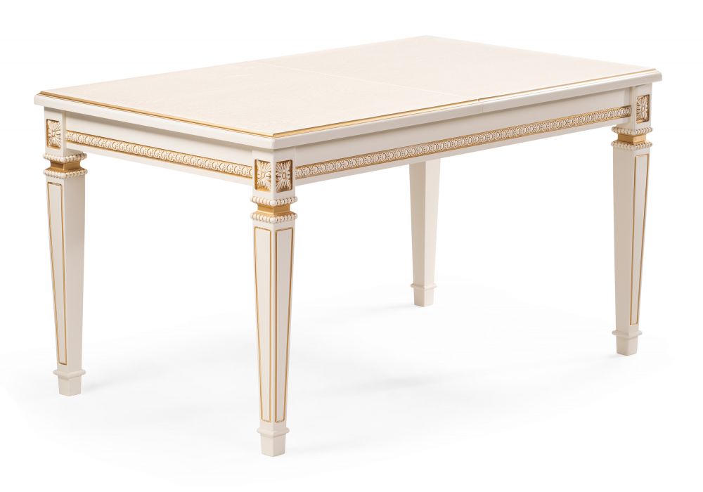 Стол деревянный Паветти прямоугольный слоновая кость - золото