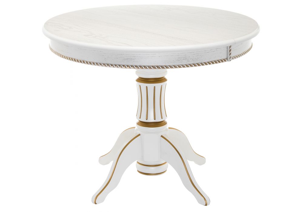 Стол деревянный Павия 100 молочный - золотая патина