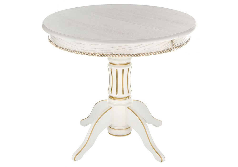 Стол деревянный Павия молочный - золото патина