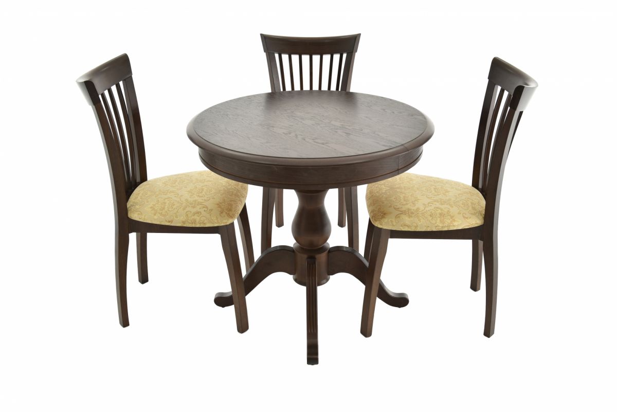 Стол Фабрицио 1 D 82-Береза, шпон-82(112)*82*77-Темный орех-Темный орех-