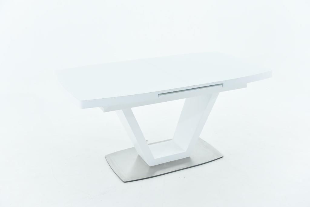 Стол Фоджа-Дерево, Стекло-160(210)*90*75-Белый-Белый-