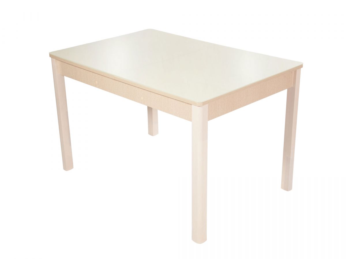 Стол Гамбург СВ исп.2-МДФ, стекло-120(151,5)*80*74,2-Дуб выбеленный-Молочный-14 ножки