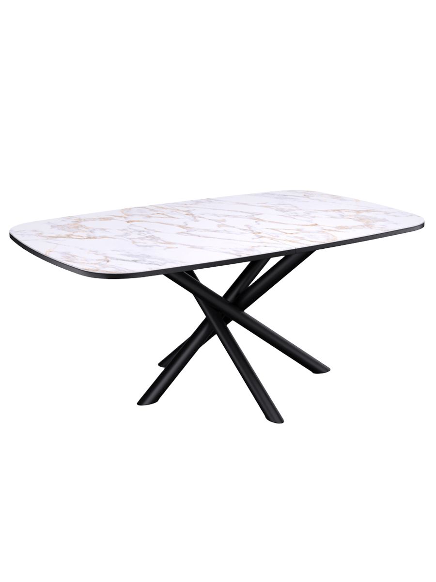 Стол KENNER DF1550 черный-керамика белая глянец