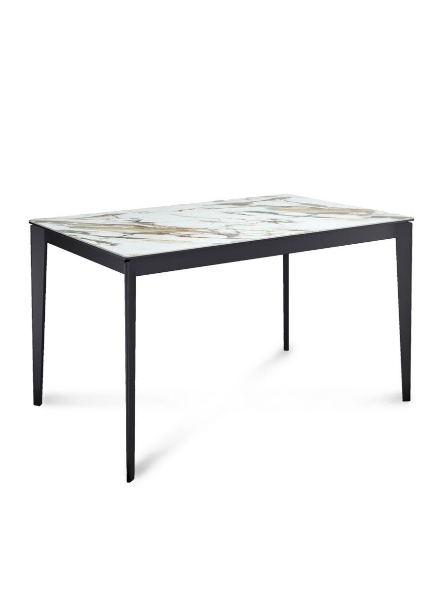 Стол KENNER KR1200 черный-керамика мрамор золотой глянец