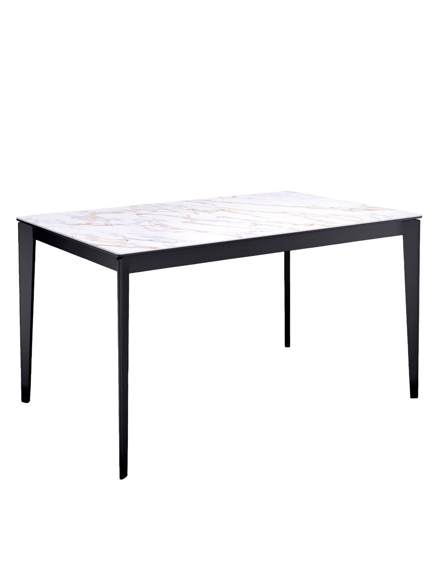 Стол KENNER KR1400 черный-керамика мрамор белый глянец