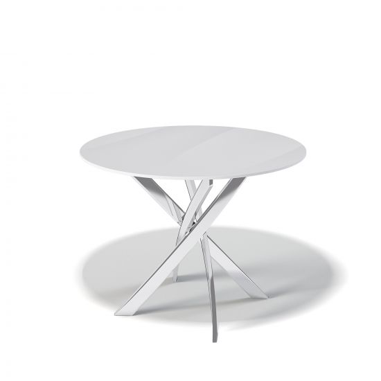 Стол KENNER R1000 хром-стекло белое глянец