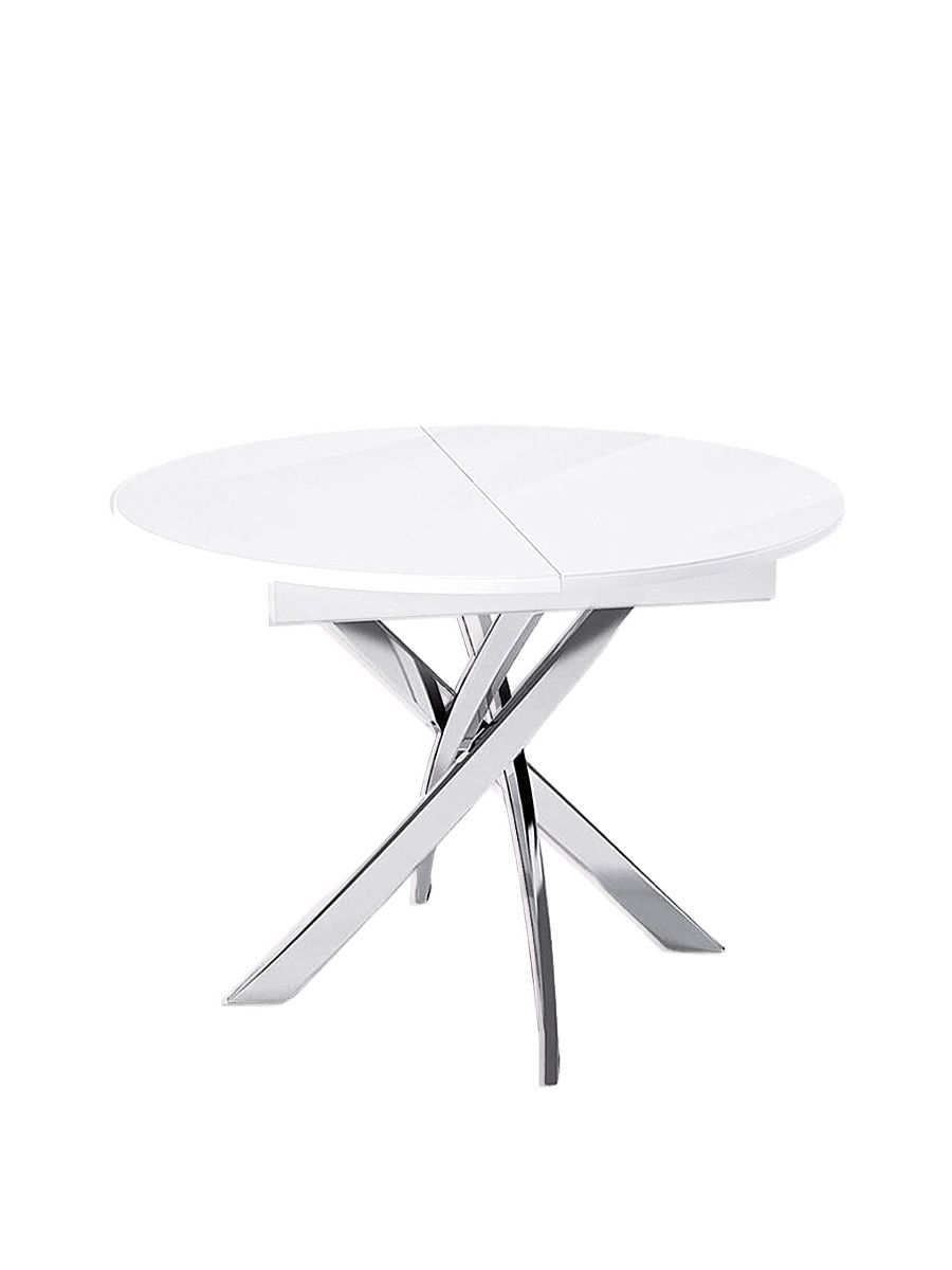 Стол KENNER R1100 хром-стекло белое глянец