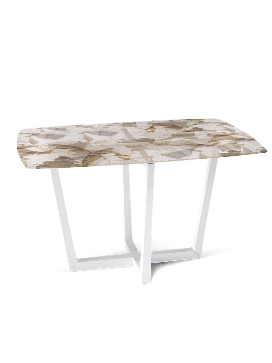 Стол KENNER X1400 белый-стекло триплекс листья