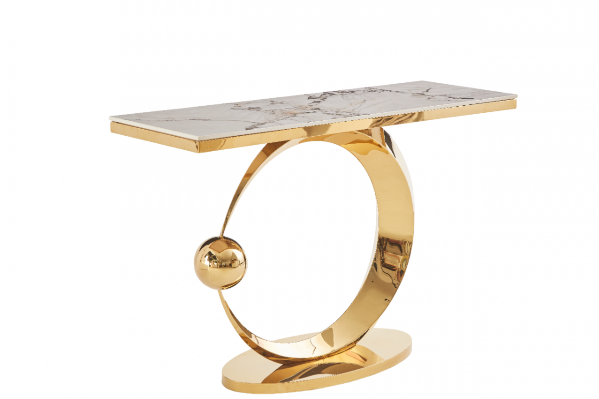 Стол-консоль Дрим IST-800 | 120х40х78 см | белый нефрит |золотой |