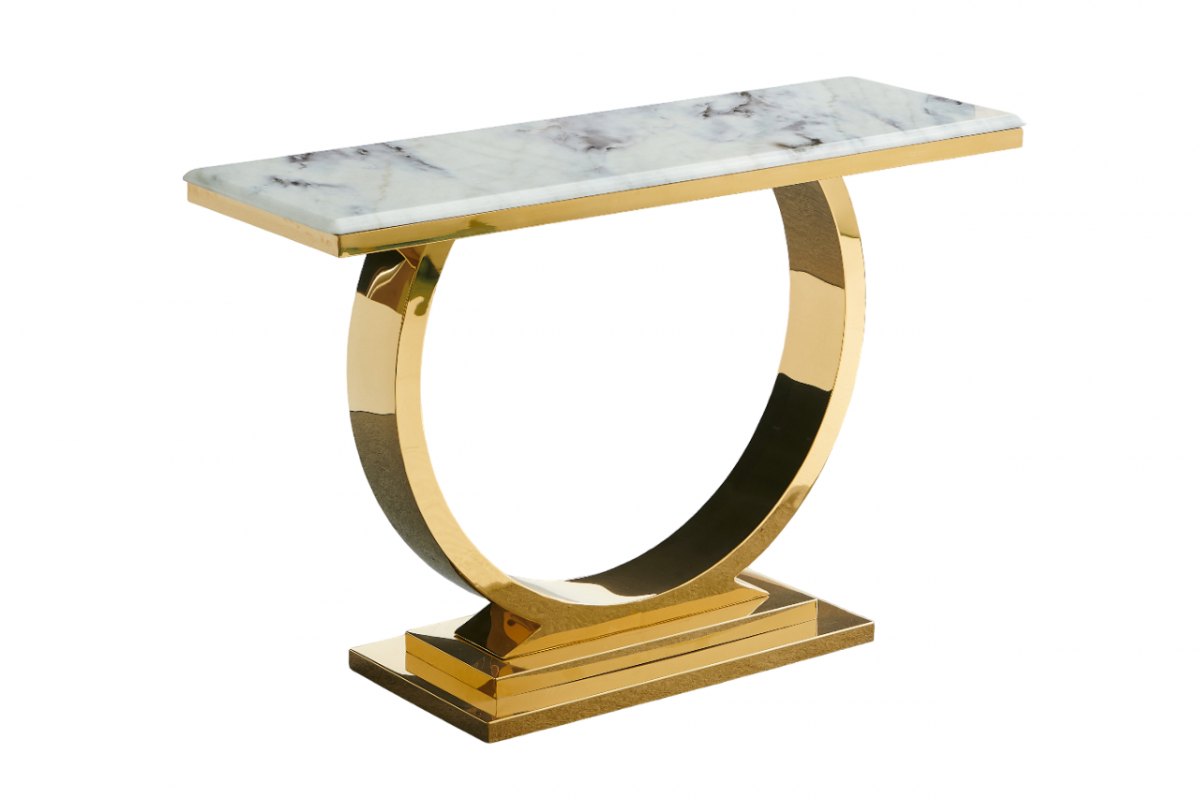 Стол-консоль Лира IST-806 | 120х40х76 см | небесный белый |золотой