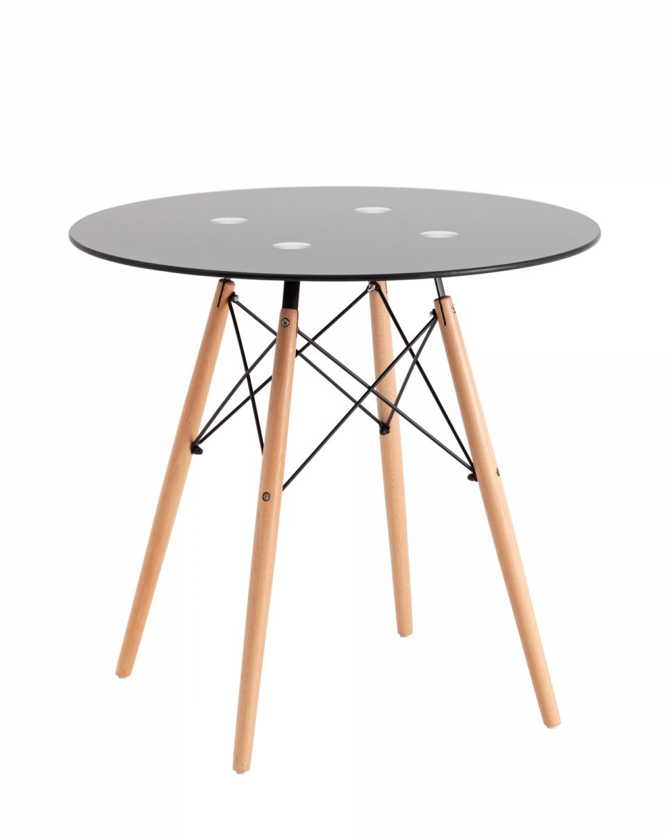 Стол круглый EAMES DSW NEW D=80 стеклянный черный