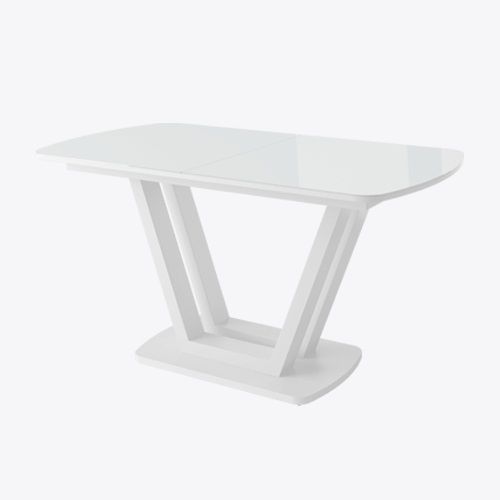 ЛАВИН стол раздвижной со стеклом 140(185)х80, Белый-белый, шт