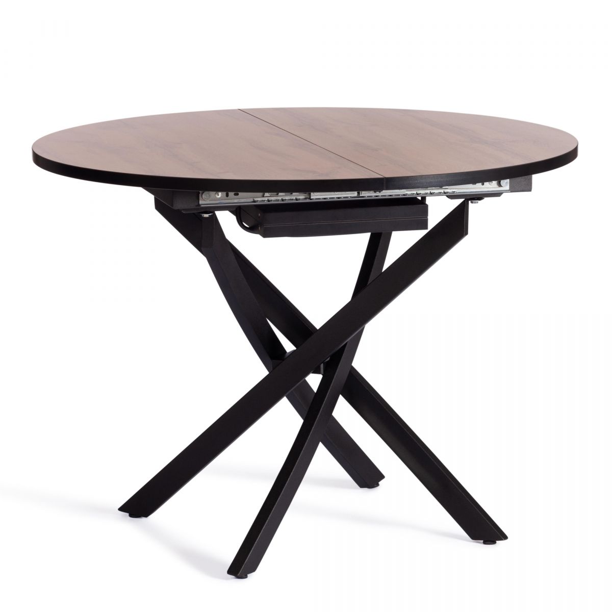 Стол MANZANA ЛДСП-HPL-металл, 100 х 100+30 х 75 см, Дуб Вотан-чёрный