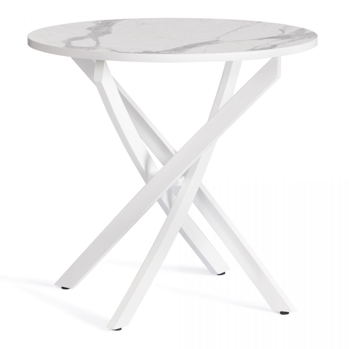 Стол MANZANA ЛДСП-HPL-металл, 80 х 80 х 75 см, Мрамор светлый-белый
