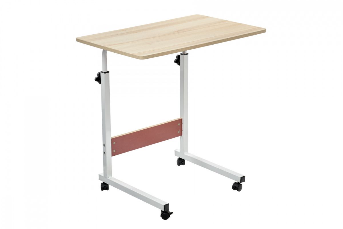 Стол многофункциональный на колесах, 60x40 см, «РОЛЛ», 2 ножки, регул.высота, мдф, металл, св. дерев