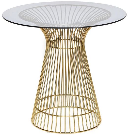 Стол ARGO ( mod. DT1471 ) металл-стекло, диаметр 80 см, высота 74,5 см, черный-золотой гальваник